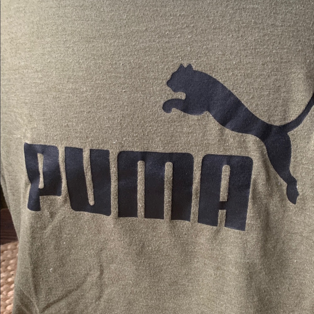 PUMA XXL Army Green T Shirt - Logo - Picture 2 of 3